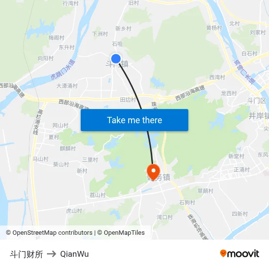 Doumen Finance Office to QianWu map