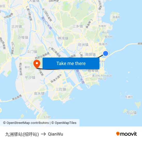 Jiuzhou Post (Request Stop) to QianWu map