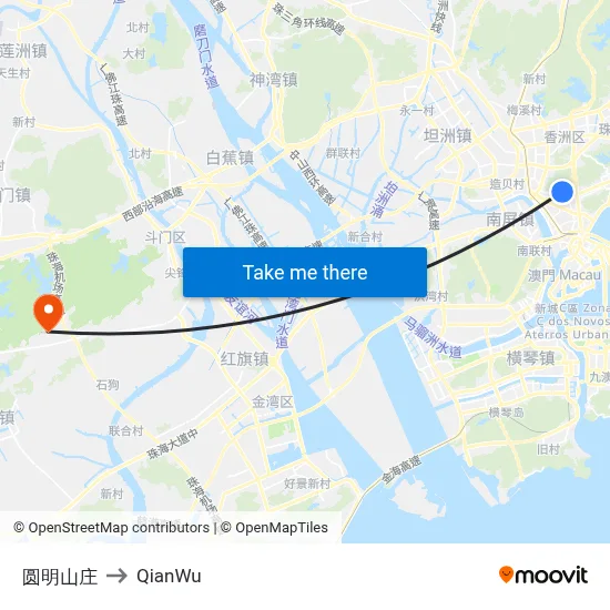 Yuanming Villa to QianWu map