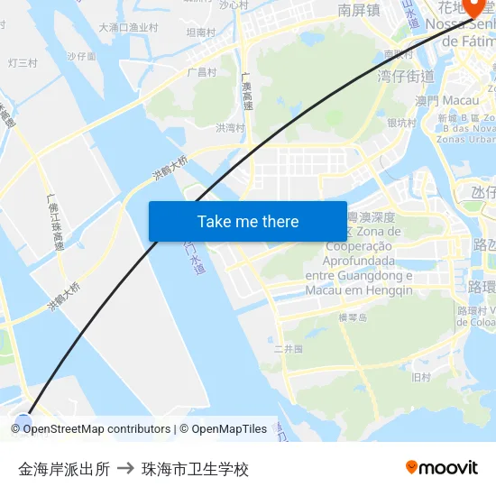 金海岸派出所 to 珠海市卫生学校 map