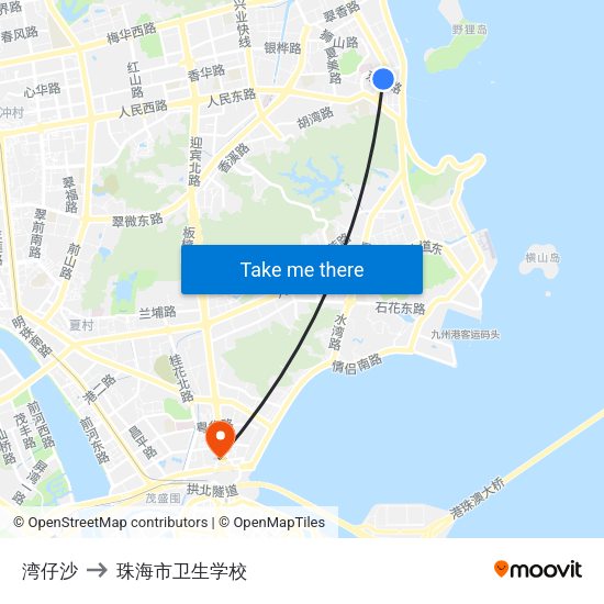 湾仔沙 to 珠海市卫生学校 map