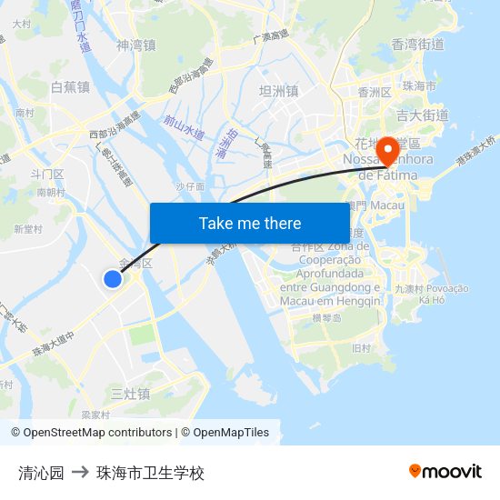清沁园 to 珠海市卫生学校 map