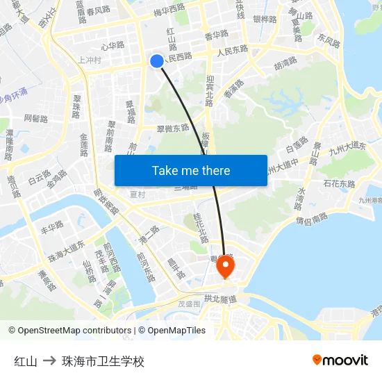红山 to 珠海市卫生学校 map