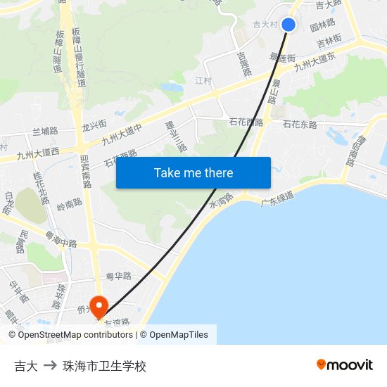 吉大 to 珠海市卫生学校 map