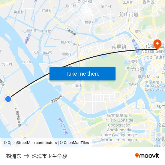鹤洲东 to 珠海市卫生学校 map