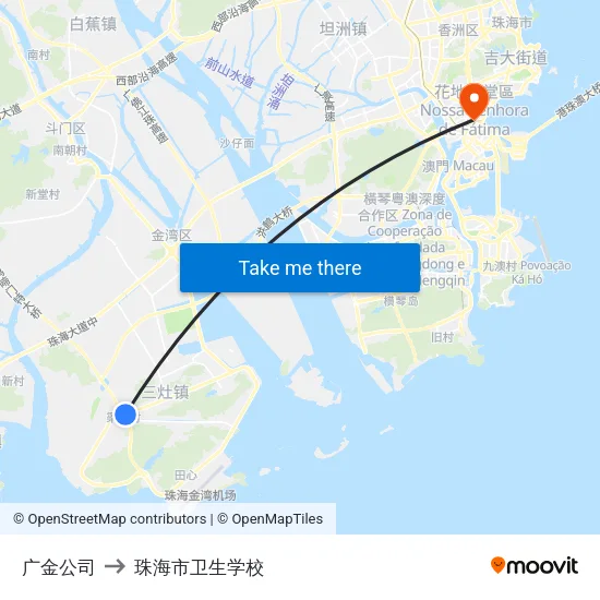 广金公司 to 珠海市卫生学校 map