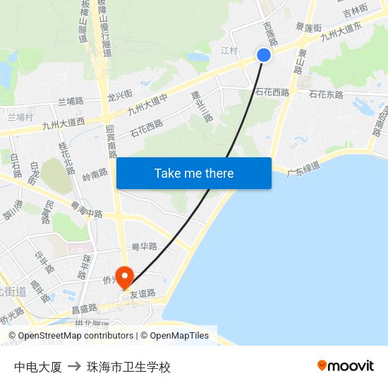 中电大厦 to 珠海市卫生学校 map