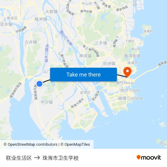 联业生活区 to 珠海市卫生学校 map