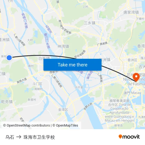 乌石 to 珠海市卫生学校 map