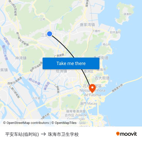 平安车站(临时站) to 珠海市卫生学校 map