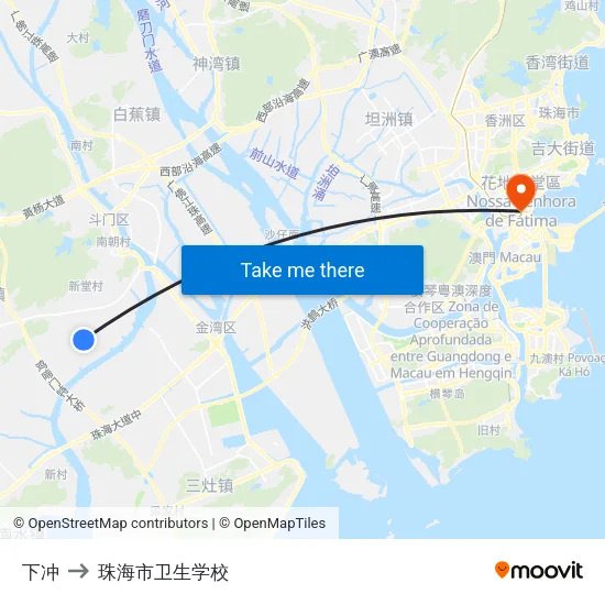 下冲 to 珠海市卫生学校 map