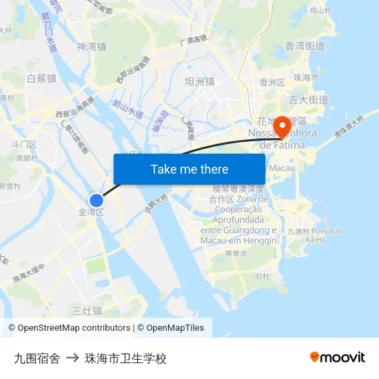 九围宿舍 to 珠海市卫生学校 map