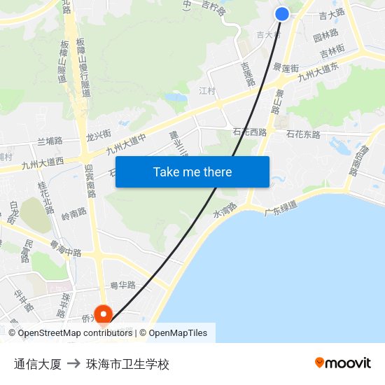 通信大厦 to 珠海市卫生学校 map