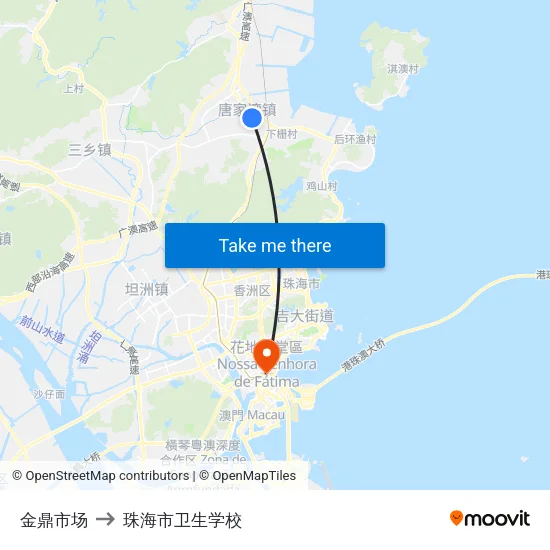 金鼎市场 to 珠海市卫生学校 map
