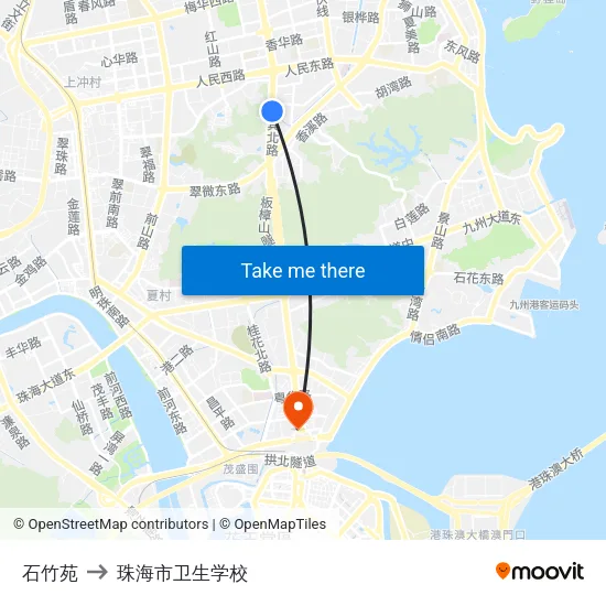 石竹苑 to 珠海市卫生学校 map
