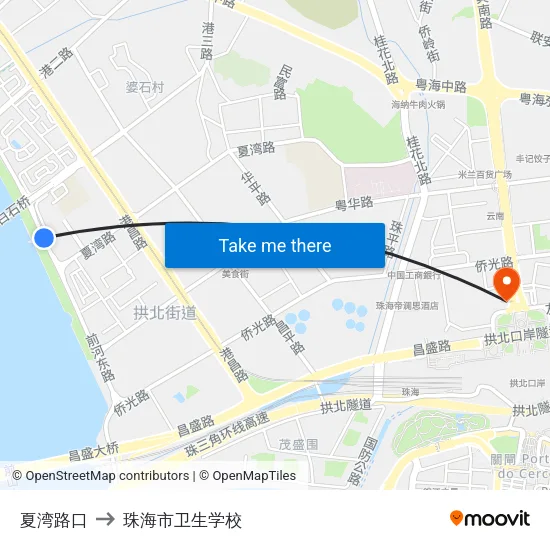 夏湾路口 to 珠海市卫生学校 map