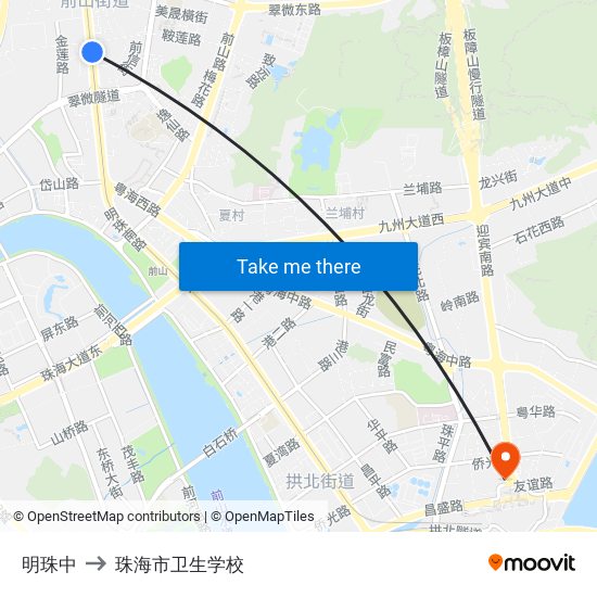 明珠中 to 珠海市卫生学校 map