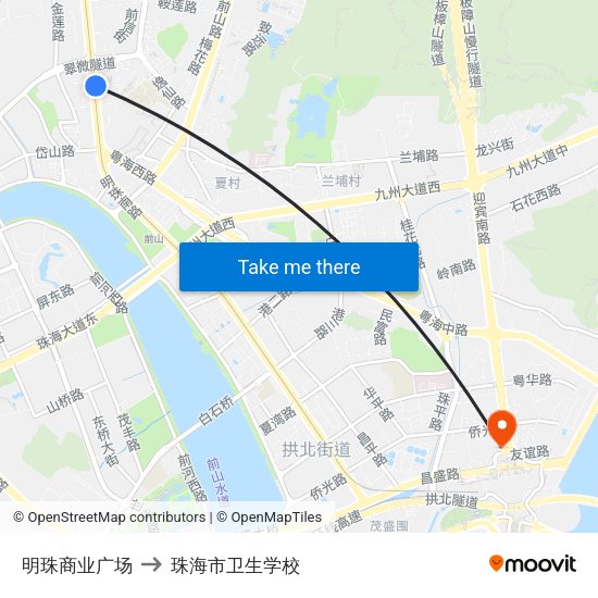 明珠商业广场 to 珠海市卫生学校 map