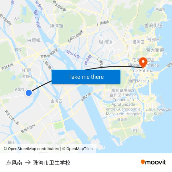 东风南 to 珠海市卫生学校 map