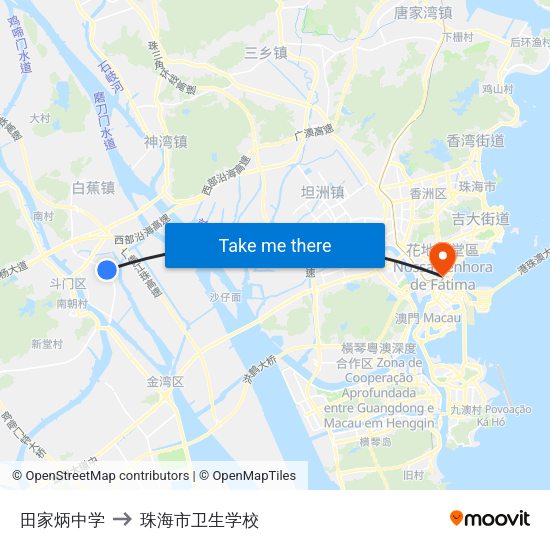 田家炳中学 to 珠海市卫生学校 map