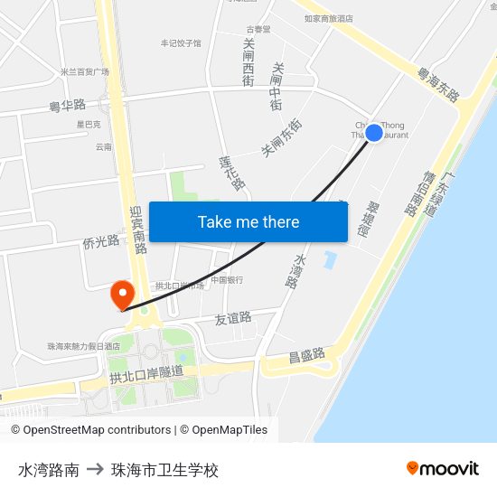 水湾路南 to 珠海市卫生学校 map