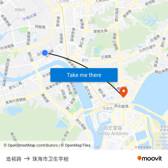 造裕路 to 珠海市卫生学校 map