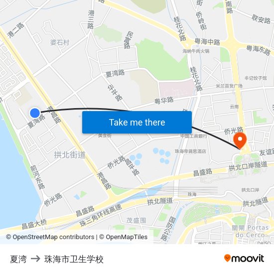 夏湾 to 珠海市卫生学校 map
