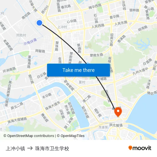 上冲小镇 to 珠海市卫生学校 map