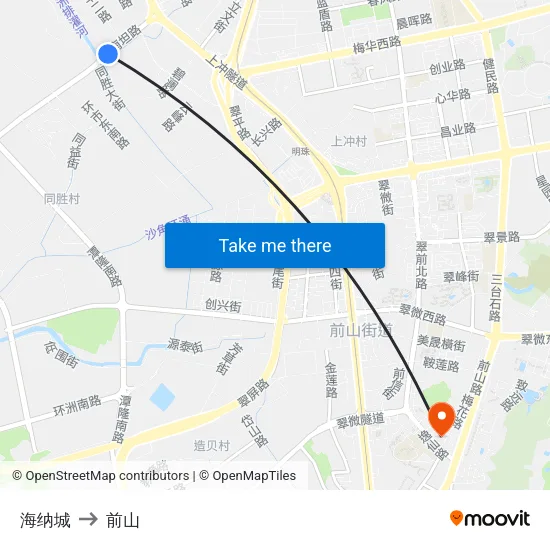 海纳城 to 前山 map