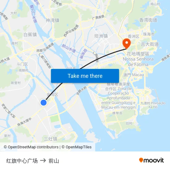 红旗中心广场 to 前山 map