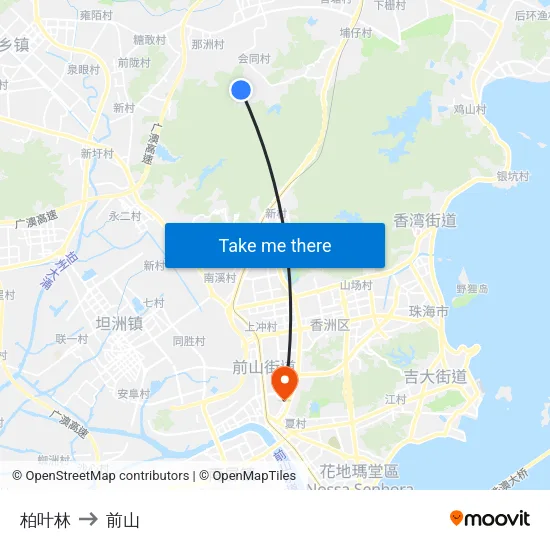 柏叶林 to 前山 map