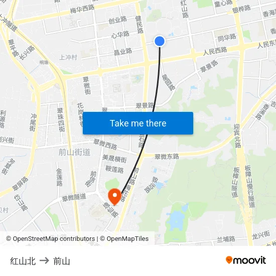 红山北 to 前山 map