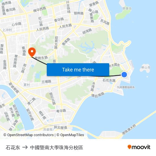 石花东 to 中國暨南大學珠海分校區 map