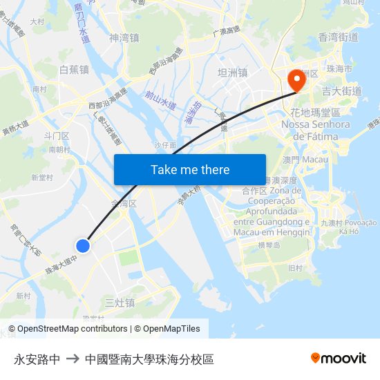 永安路中 to 中國暨南大學珠海分校區 map