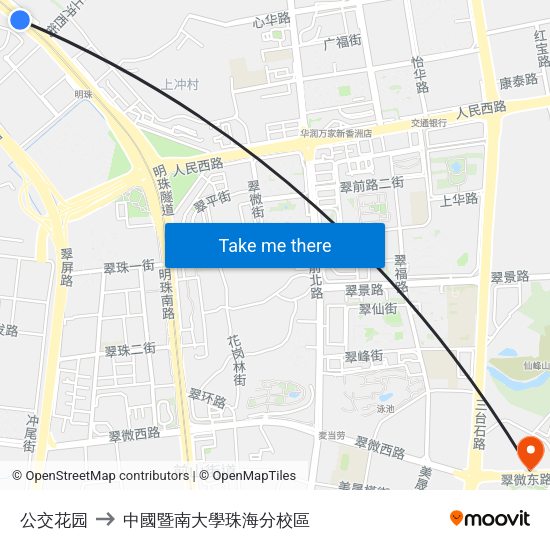 公交花园 to 中國暨南大學珠海分校區 map
