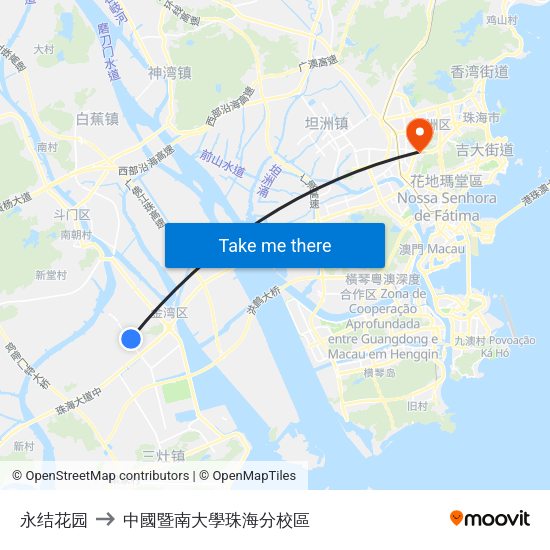 永结花园 to 中國暨南大學珠海分校區 map
