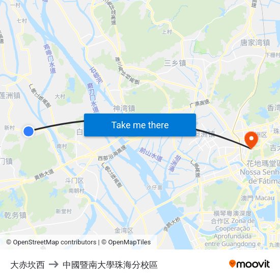 大赤坎西 to 中國暨南大學珠海分校區 map