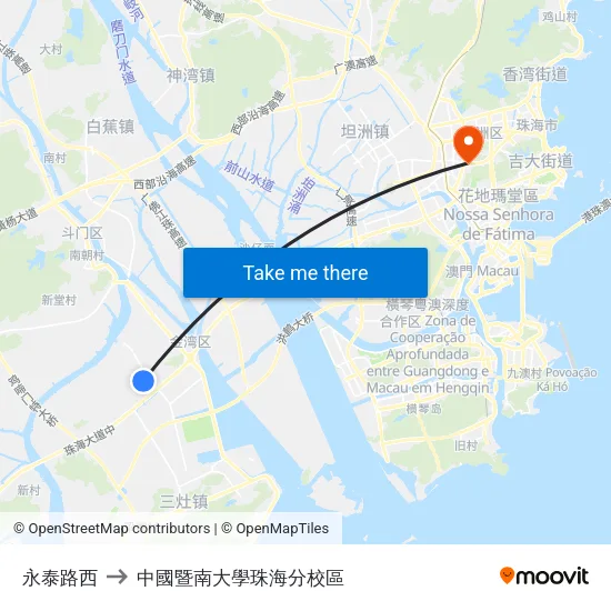 永泰路西 to 中國暨南大學珠海分校區 map