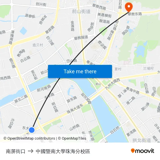 南屏街口 to 中國暨南大學珠海分校區 map