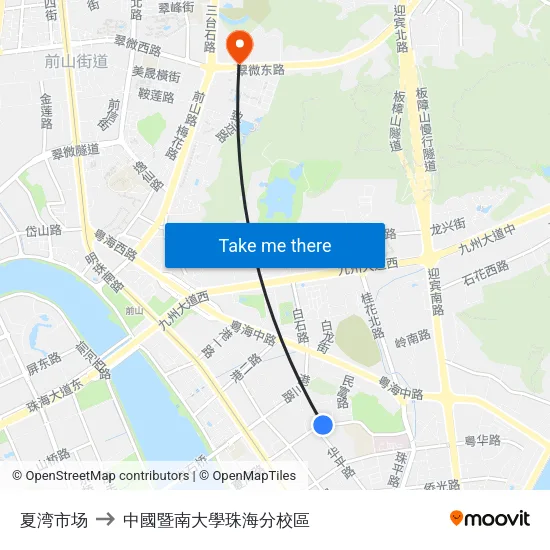 夏湾市场 to 中國暨南大學珠海分校區 map