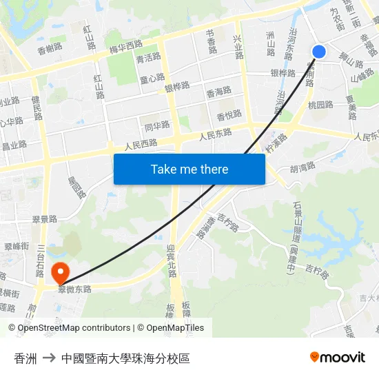 香洲 to 中國暨南大學珠海分校區 map