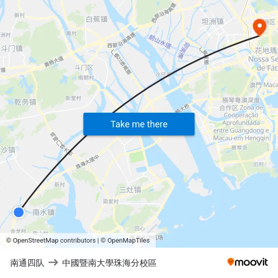 南通四队 to 中國暨南大學珠海分校區 map