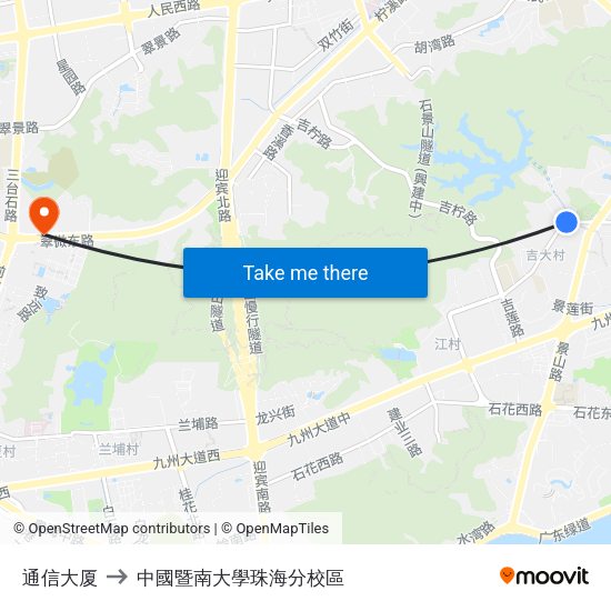通信大厦 to 中國暨南大學珠海分校區 map