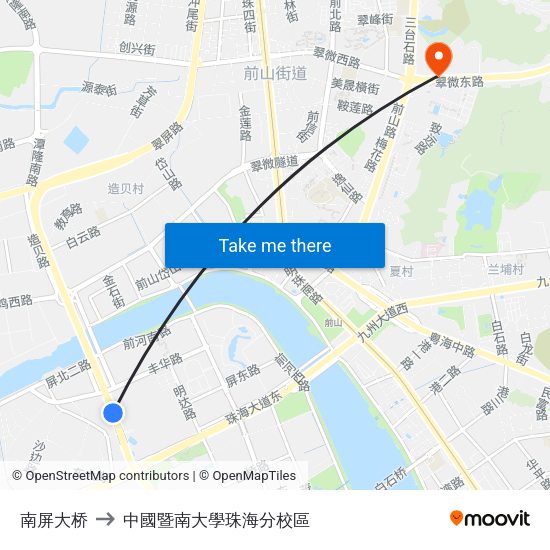 南屏大桥 to 中國暨南大學珠海分校區 map