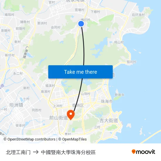 北理工南门 to 中國暨南大學珠海分校區 map