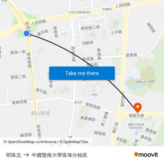 明珠北 to 中國暨南大學珠海分校區 map