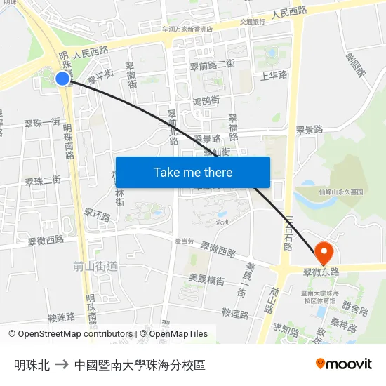 明珠北 to 中國暨南大學珠海分校區 map