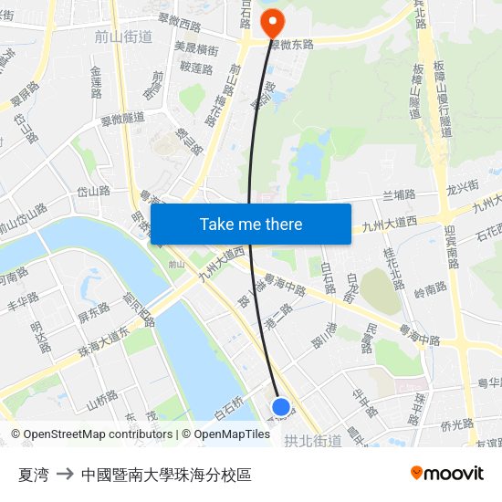 夏湾 to 中國暨南大學珠海分校區 map