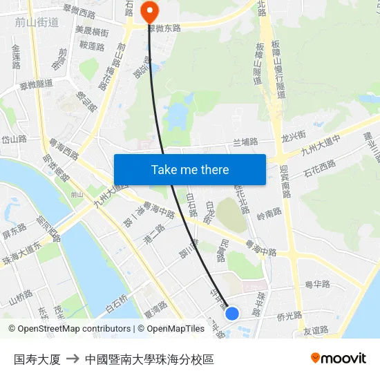 国寿大厦 to 中國暨南大學珠海分校區 map