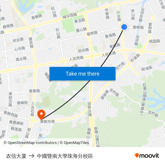 农信大厦 to 中國暨南大學珠海分校區 map